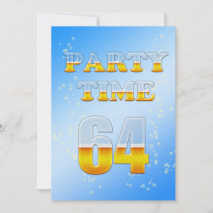64th birthday party invitation with beer