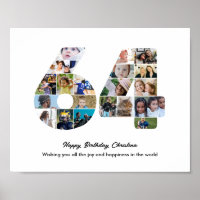 64th Birthday Party Number 64 Photo Collage