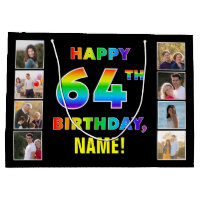 64th Birthday: Rainbow Text, Custom Photos & Name