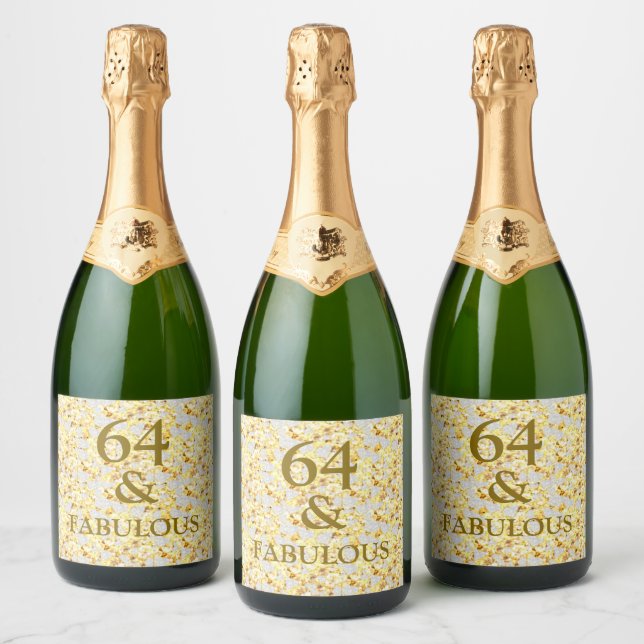 64th Birthday  Sparkling Wine Label (Bottles)