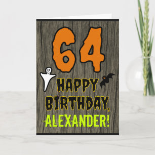 64th Birthday: Spooky Halloween Theme, Custom Name Card