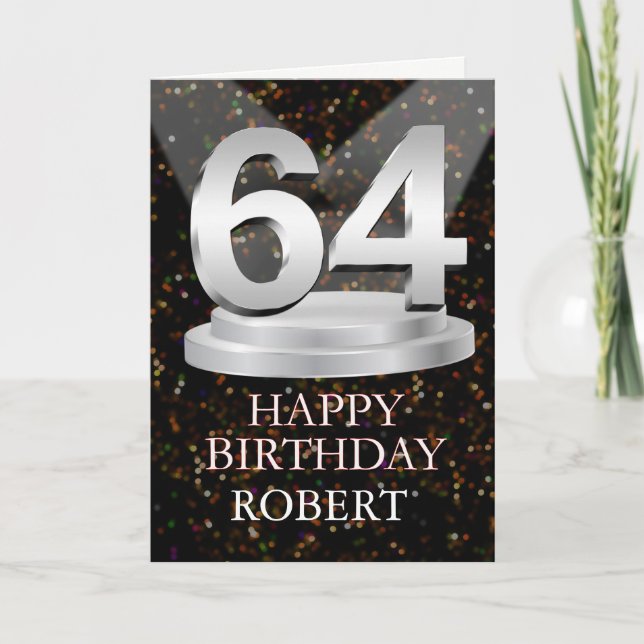 64th Birthday Spotlights Add A Name Card (Front)
