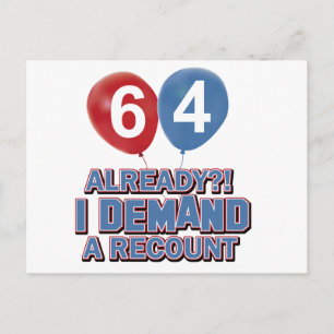 64th year old birthday designs postcard