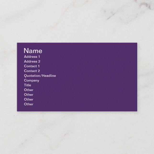 #65187A HEX CODE DARK PURPLE COLOR BACKGROUND TEMP BUSINESS CARD (Front)