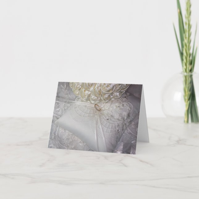 6538-Ring Bearer Pillow with Wedding Ring on Veil Invitation (Front)