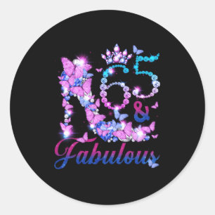65 65 Fabulous 65Th Diamond Butterfly Classic Round Sticker