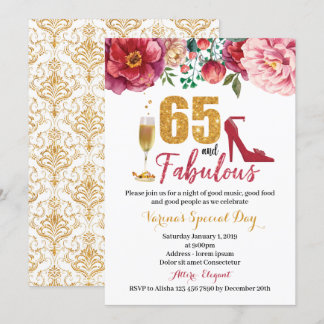 65 and Fabulous Birthday Invitation for Women