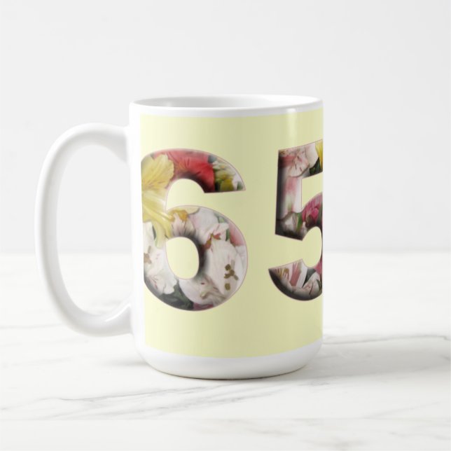 65 floral milestone mug 65th birthday anniversary (Left)