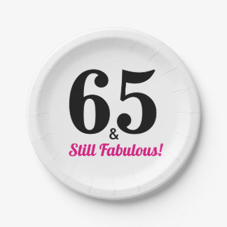 65 & Still Fabulous Birthday Party Paper Plate