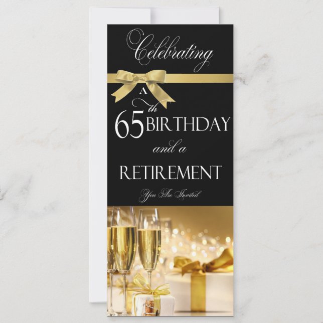 65 th Birthday Retirement Combination Invitation (Front)