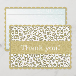 65 "Thank you!" Gold/White Number Pattern Thank You Card