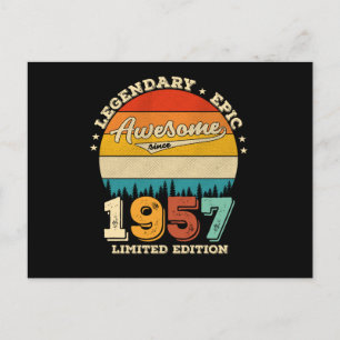 65 Year Old Awesome Since 1957 65th Birthday Gift Postcard