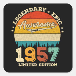 65 Year Old Awesome Since 1957 65th Birthday Gift Square Sticker