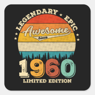 65 Year Old Bday 1960 Awesome 65th Birthday Gift Square Sticker