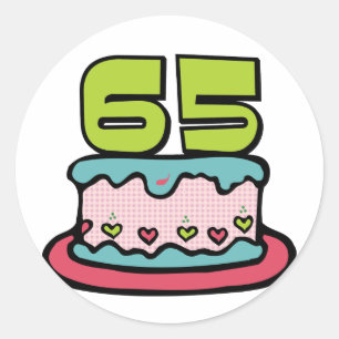 65 Year Old Birthday Cake Classic Round Sticker