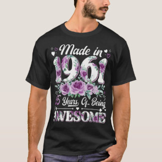 65 Year Old Made In 1961 Floral 65Th Birthday T-Shirt