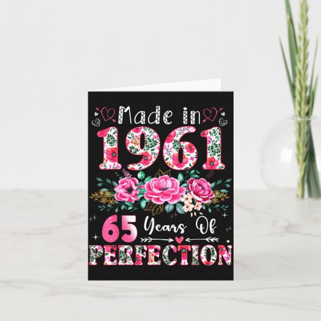 65 Year Old Made In 1961 Floral 65th Birthday Wome Card (Front)