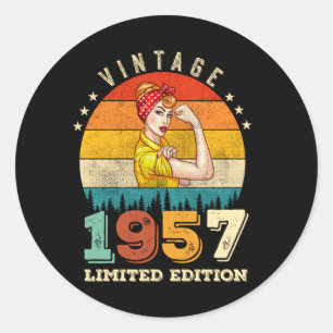65 Year Old Women Bday 1957 Vintage 65th Birthday Classic Round Sticker