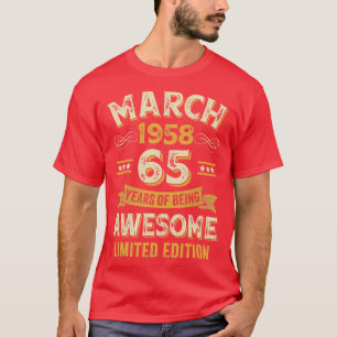 65 Years Awesome Vintage March 1958 65th Birthday T-Shirt
