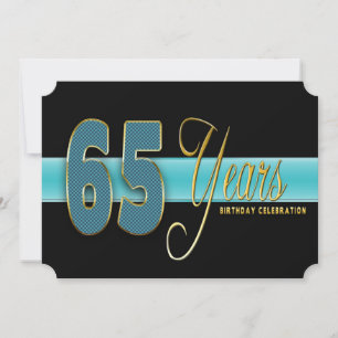 65 YEARS BIRTHDAY PARTY INVITATION AQUA/BLACK