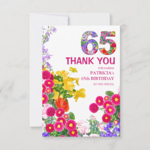 65 Years Elegant Garden Floral – 65th Birthday Thank You Card
