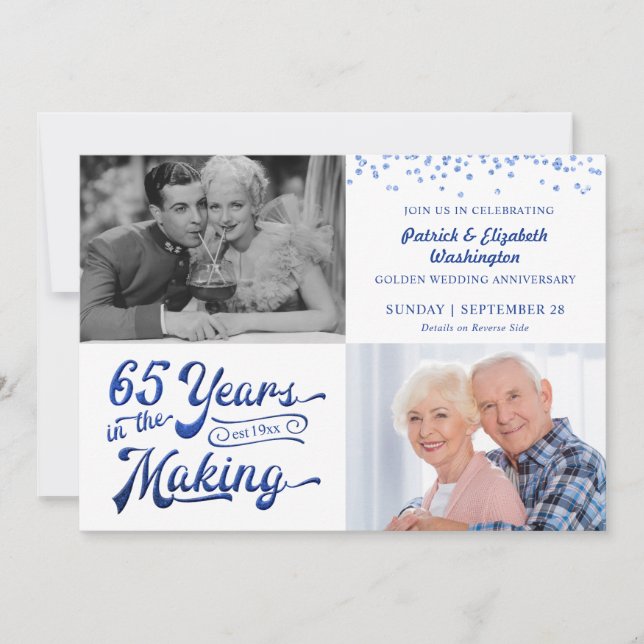 65 Years in the Making Photo Sapphire Anniversary Invitation (Front)