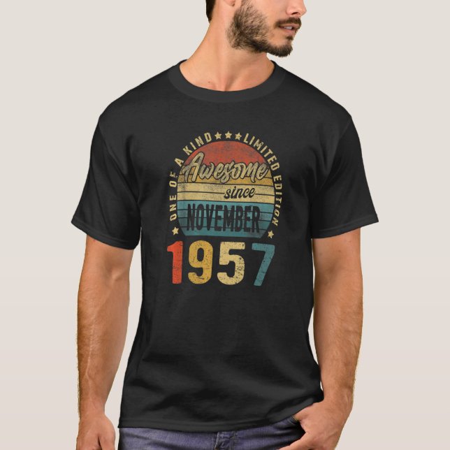 65 Years Old  Awesome Since November 1957 65th Bir T-Shirt (Front)