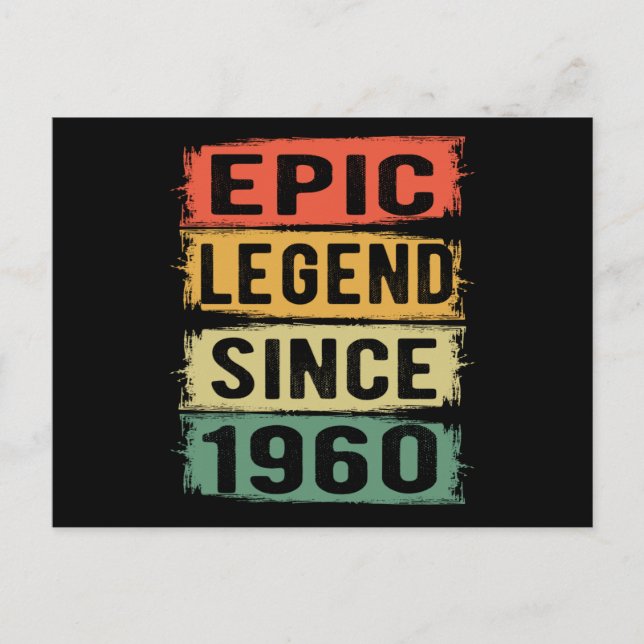 65 Years Old Bday 1960 Epic Legend 65th Birthday Postcard (Front)