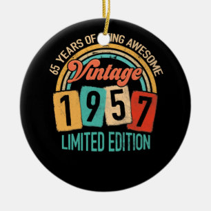 65 Years Old Of Be Awesome In 1957 65th Birthday Ceramic Tree Decoration