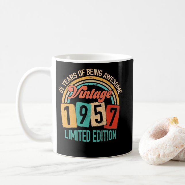 65 Years Old Of Be Awesome In 1957 65th Birthday Coffee Mug (With Donut)