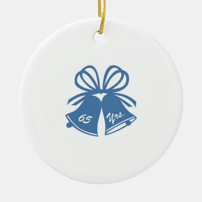 65 Years Wedding Anniversary Ceramic Tree Decoration (Front)