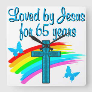 65 YR OLD BLESSING SQUARE WALL CLOCK