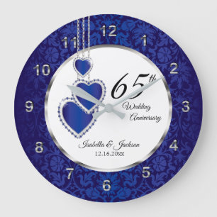 65th / 45th Sapphire Blue Anniversary Keepsake Large Clock