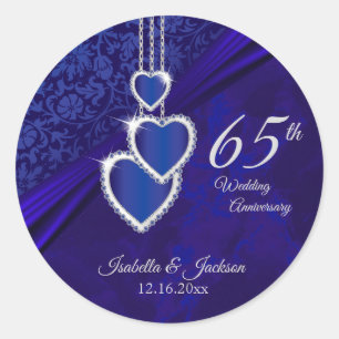 65th / 45th Sapphire Wedding Anniversary Design Classic Round Sticker