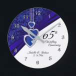 65th / 45th Sapphire Wedding Anniversary Keepsake Round Clock<br><div class="desc">Personalise Clock. 45th or 65th Sapphire Wedding Anniversary Keepsake ready for you to personalise. This design works well for other events or occasions such as a birthday, wedding, years of service... or you can make it work for everyday use for your home or office by just adding your name, company...</div>