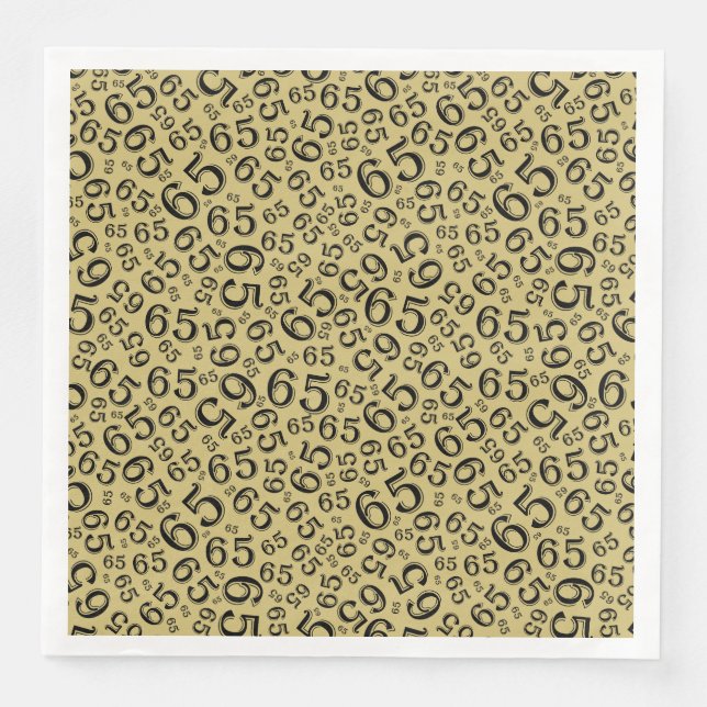 65th Age Random Number Pattern Black/Gold Napkin (Front)
