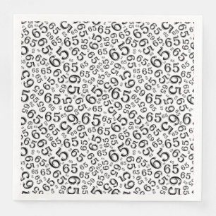 65th Age Random Number Pattern Black/White Napkin