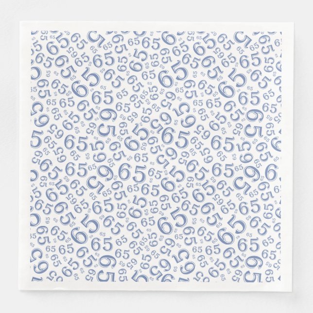 65th Age Random Number Pattern Blue/White Napkin (Front)