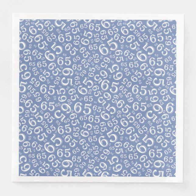 65th Age Random Number Pattern Blue/White Napkin (Front)