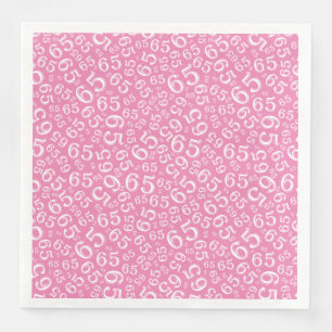 65th Age Random Number Pattern Pink/White Napkin