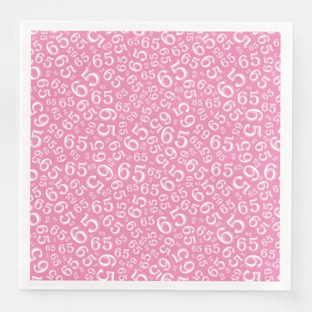 65th Age Random Number Pattern Pink/White Napkin (Front)
