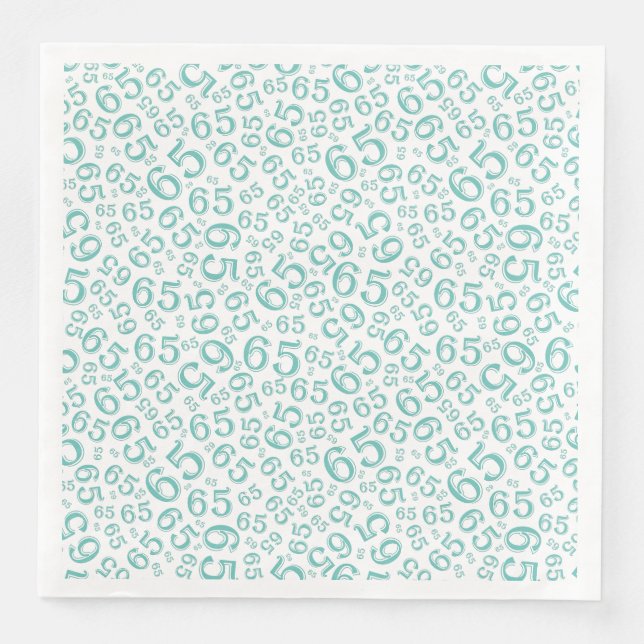 65th Age Random Number Pattern Teal/White Napkin (Front)