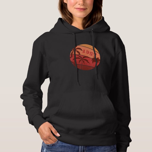 65th Anniversary Classic Retro Palm Sunset Birthda Hoodie (Front)