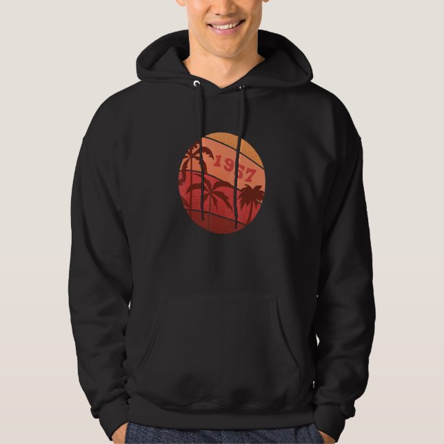 65th Anniversary Classic Retro Palm Sunset Birthda Hoodie (Front)