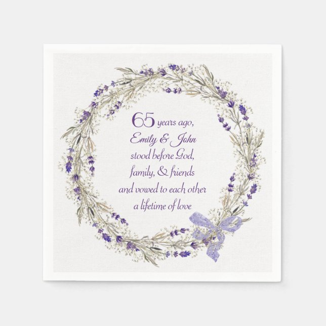65th Anniversary Lavender Wreath Napkin (Front)
