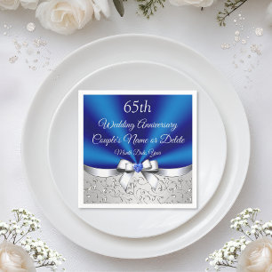 65th Anniversary Napkins in 3 Sizes, Blue Sapphire