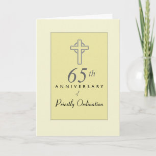 65th Anniversary of Priest with Embossed Cross, Re Card