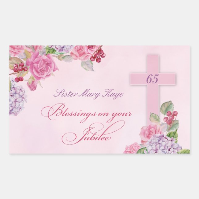 65th Anniversary of Religious Life Catholic Nun Rectangular Sticker (Front)