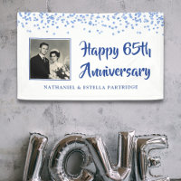 65th Anniversary Photo Blue Glitter Confetti