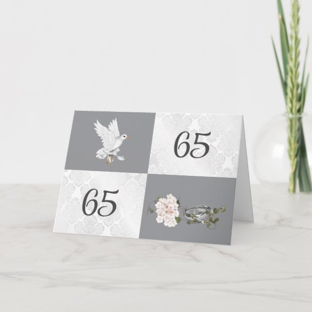 65th Anniversary With Dove and Rings Card (Front)